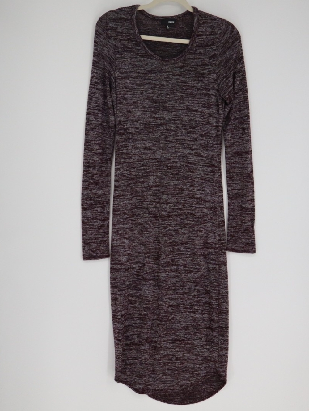 Wilfred Free Aritzia Dress Medoum Burgundy Marled Long Sleeve Scoop Neck Stretch